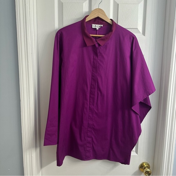 Wingate Collection Oversized Button Down Shirt Artsy Asymmetric Size 0 Small - Picture 4 of 8